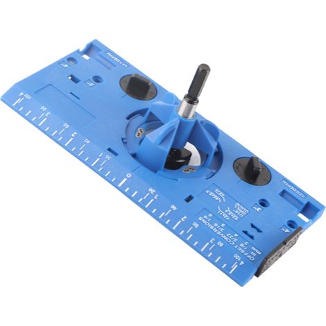 Jig de perçage pour charnières 35mm, guide de perçage avec fraise intégrée, foret 1/16 pouce, outil de bricolage professionnel bleu (1/5)