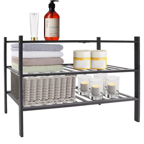 Zapatero de bambú de 3 niveles, estante de almacenamiento independiente, armario para zapatos, estante de cocina, estante de sala de estar, 68,6 x 28 x 50 cm (Negro)
