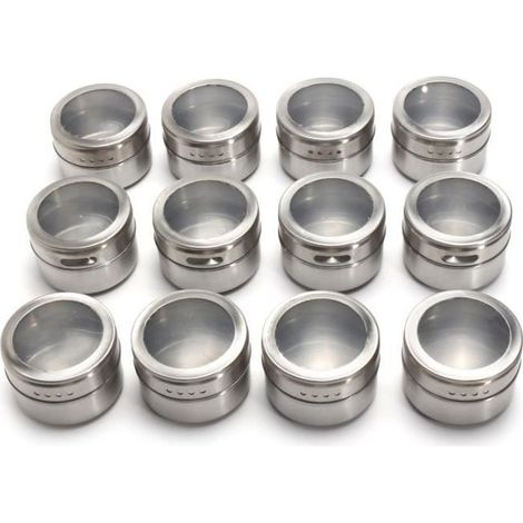 12Pcs Magnétique Épices Pot Rangement Stockage Cuisine Canette Bouteille pot (1/4)