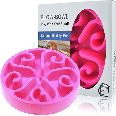 Gamelle antidérapante en Forme de Fleurs pour Animal Domestique - favorise Une Alimentation Saine et Une Digestion Lente Rose-Ywey (1/4)