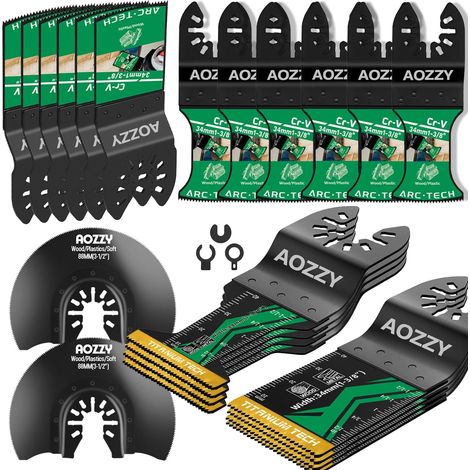 25Pcs kit lames de scie multi-outils Universal Oscillating Tool Accessoires avec 5 lames de scie en titane pour le métal,pour le bricolage,Compatible avec plus (1/5)