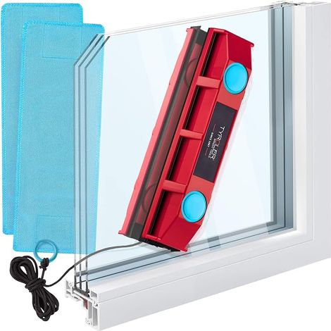 Lave Vitre Magnétique Nettoyeur Vitre Magnétique pour Fenêtres Lave Vitre Aimanté Nettoyage Vitre Magnétique (Simple/double vitrage, épaisseur de verre 8–18 mm (Bleu)) (1/5)