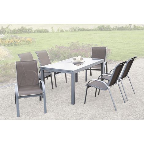 Amalfi Set 7tlg 6 Sessel taupe Tisch 160(220)x90cm