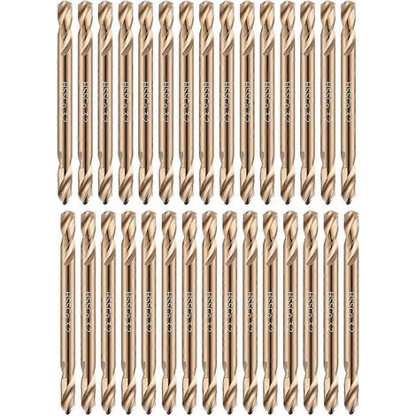30 forets en cobalt de 3,2 mm (1/8 po) à double extrémité pour acier trempé, fonte, bois, plastique et acier inoxydable (1/4)