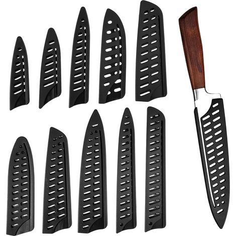 Set di 10 protezioni universali per coltelli, protezioni traspiranti per lame da cucina, 10 misure, coperture protettive per coltelli da cucina, protezioni in plastica per coltelli (1/5)
