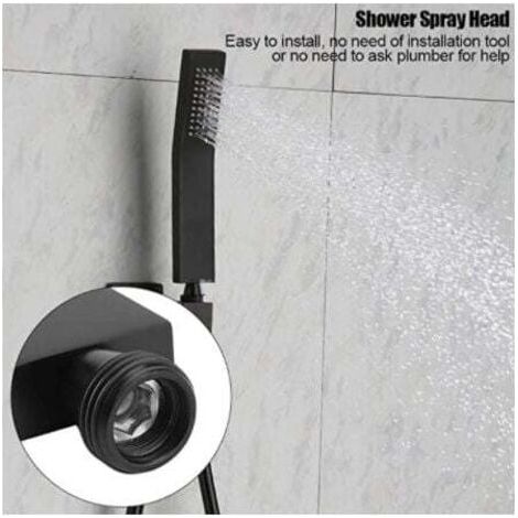 Douchette à jet de salle de bain avec douchette en laiton chromé noir mat, pommeau de douche G1/2-noir (1/4)