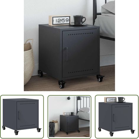 The Living Store Nachttisch Anthrazit 36x39x43,5 cm Stahl - Nachtisch - Nachttisch Metall - Schreibtischlampe - Wohnzimmer Deko - Sideboard (1/5)
