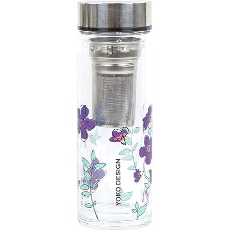 THEIERE EN VERRE DOUBLE PAROI GARDEN PAR'TEA 350 ML avec fleurs violettes