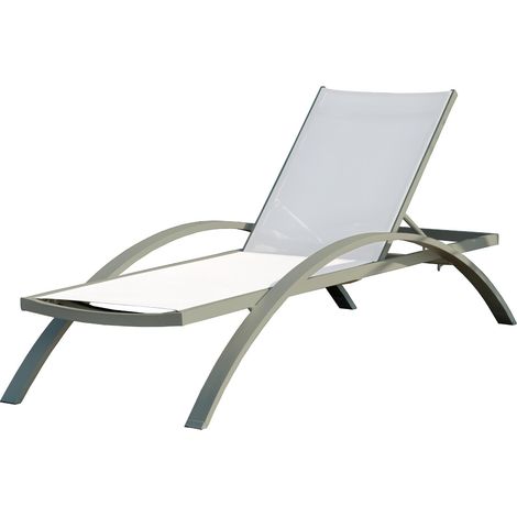 Bain de soleil empilable BARCELONA en textilène gris et kaki DCB Garden (1/5)