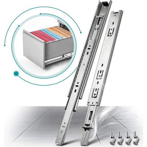 JSSEVN - Full extension drawer slides, 300 mm, heavy-duty ball bearings, 45 kg load capacity, 1 pair, screws not included (1/3)