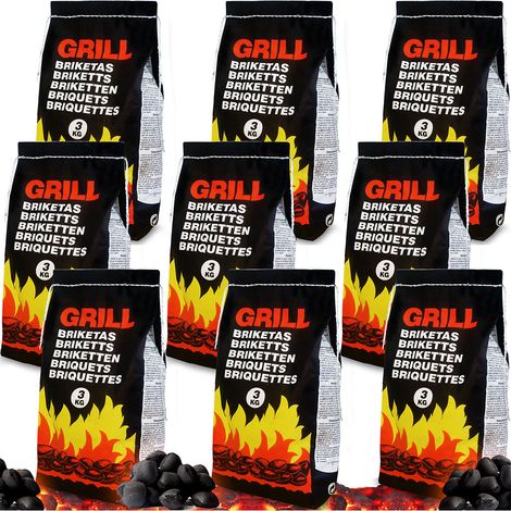 DEUBA® BBQ Charcoal Briquettes Long Lasting Burn Time Easy To Light Coal Low Smoke Barbecue Oven Fuel Restaurant Grade Premium Grill Cooking 6-27kg 3kg Bags (1/4)