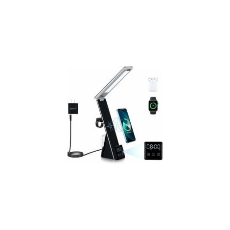LED-Schreibtischlampe mit kabellosem Ladegerät, 3-in-1-Schnellladestation, Touch-Bedienung und Timer – Crezuo (1/4)