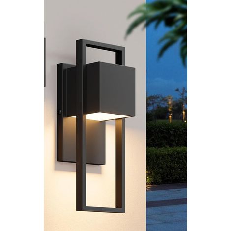 Außenwandleuchte, 3000K warmweiß, IP65 wasserdicht Edelstahl-Wandleuchte für Balkon, Garten, Garage Schwarz (1/5)