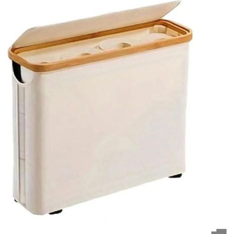 Panier Rangement Papier Toilette - Tissu Oxford Respirant Pliable avec Couvercle en Bambou - Pour Salle de Bain - 1 Pièce (1/5)
