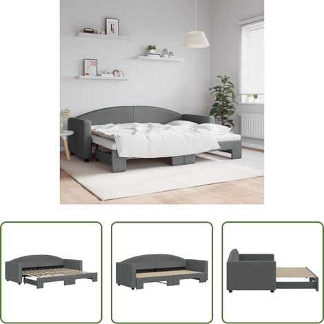 Schlafsofa -  Tagesbett Ausziehbar Dunkelgrau 80x200 cm Stoff (1/5)