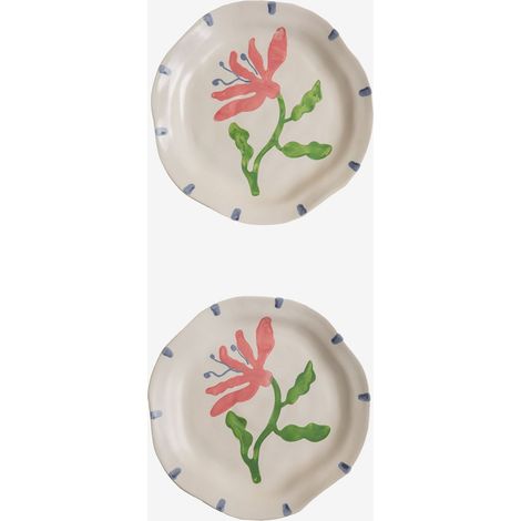 SKLUM 2er-Pack flache Teller aus Steingut Marneda Bunt Classic                                  