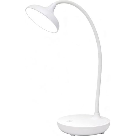 Lampe de bureau LED à trois niveaux de luminosité tactile, protection des yeux, lampe de bureau USB, lumière de table pour la maison, la chambre ou l'école, blanche avec câble (1/5)
