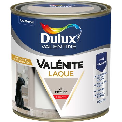 Dulux Valentine Peinture Laque Valénite Intérieur et Extérieur Multi-supports - Finition parfaite et lisse, Haute Résistance - Brillant Lin Intense 0,5 L