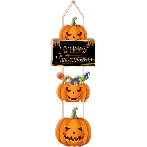 Panneau de porte d'entrée d'Halloween, décoration murale en bois à suspendre, motif fantôme, décoration artistique Label (1/4)