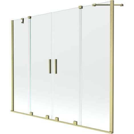 Mexen Velar Duo paravent de baignoire 2 volets coulissants 190 x 150 cm, transparent, or brossé - 896-190-000-02-55 (1/5)