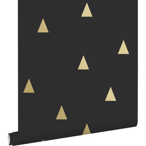 papier peint triangles graphiques noir et or - ESTAhome (1/5)