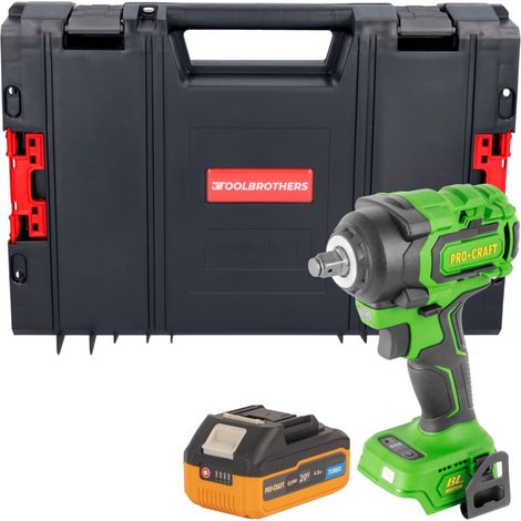 Procraft PWA18bb Akku Schlagschrauber 20 V 550 Nm 1/2" Brushless + 1x Akku 4,0 Ah + RHINO Toolcase - ohne Ladegerät (1/5)