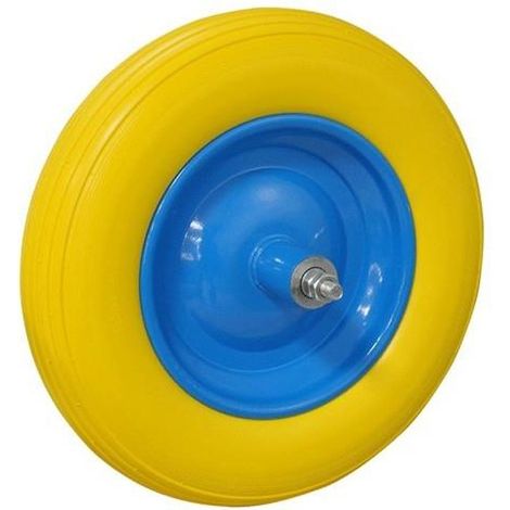 RUOTA POLIURETANICA PER CARRIOLA CON CUSCINETTO PERNO LUNGO 155mm