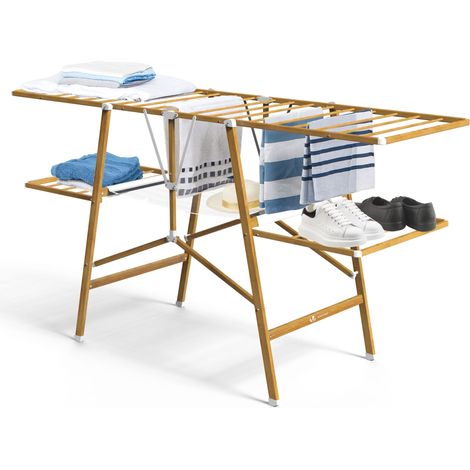 VOUNOT Stendibiancheria da Pavimento, Stendino Pieghevole per Interni, Design Simile al Legno (1/5)