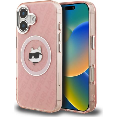 Funda MagSafe Karl Lagerfeld IML con logo de la cabeza de Choupette para iPhone 16, color rosa. (1/5)