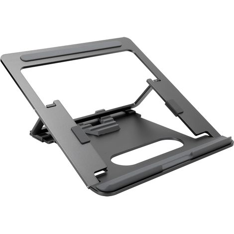 Support réglable pour PC portable 11-15,6 pouces, en aluminium pliable avec fonction refroidissement, couleur noir (1/5)