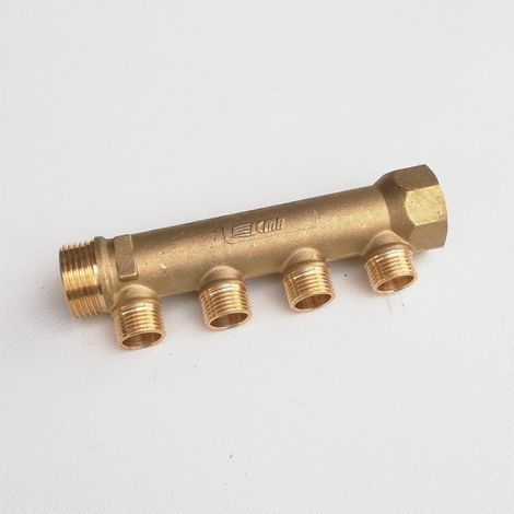 Collettore lineare da 3/4 - 16mm a 4 vie da 1/2 mf di ottone (1/2)