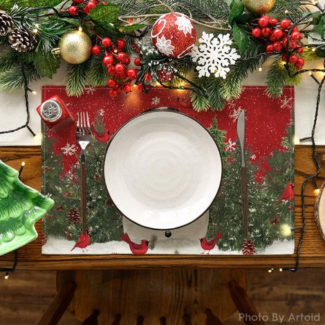 Set De Table Bonhomme De Neige De Noël Lot De 8 Set De Table Lin Antidérapant Set De Table Lavable Antidérapant Chaleur Dessous De Table Sets De Table Résiste Facile À Nettoyer (1/3)