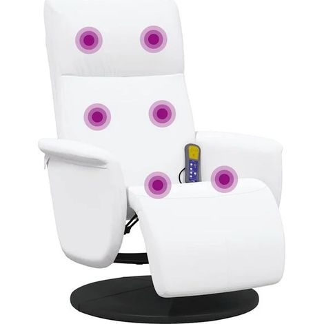 Chaise de massage électrique en cuir synthétique blanc avec repose-pieds réglable, fonction chauffage, rollers 3D et contrôle tactile – pour relaxation profonde à domicile (1/5)