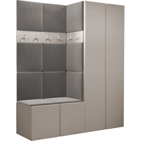 Conjunto para recibidor Pinis III, Manila 16, 186x158x46cm, Aglomerado laminado, Tapiz, Colocada, Montada en la pared