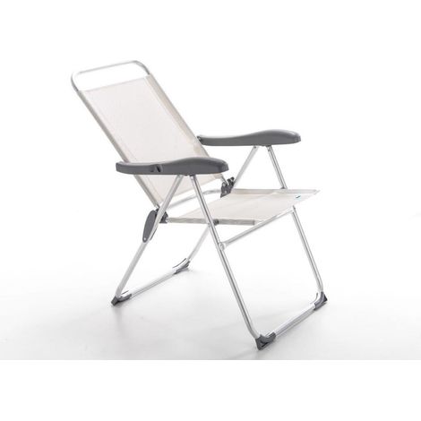 Poltroncina pieghevole Tahiti braccioli struttura alluminio tub. 22 mm bianco
