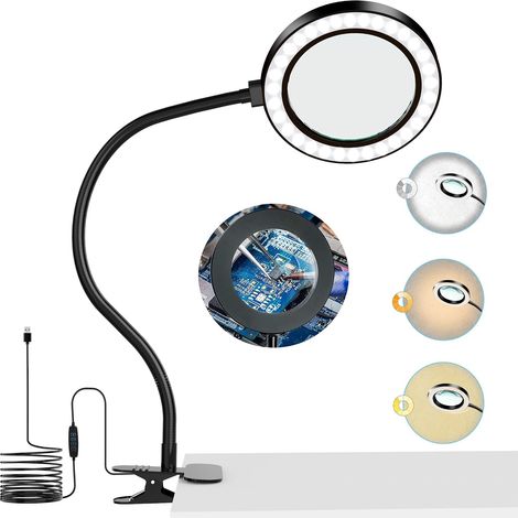 8-fache Vergrößerungslampe mit 72 LEDs in 3 Farben und 10 einstellbarer Helligkeit, Standlupe, zum Lesen von Zeitungen, ästhetische Vergrößerungslampe mit Lampe und Ständer, Reparatur von Elektronik,  (1/5)