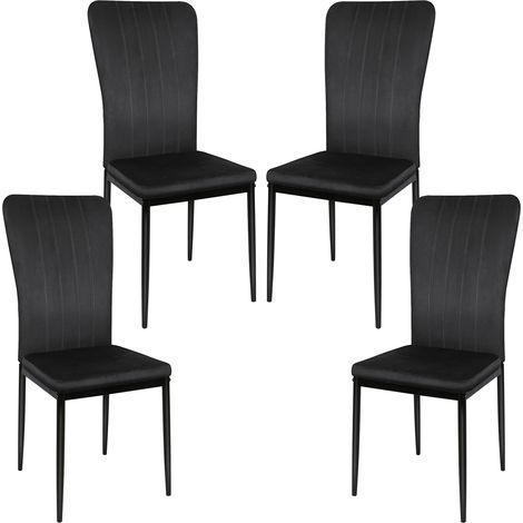 Lot de 4 chaises noir pieds métal noir, pour La Vanité De La Chambre De Cuisine (1/5)