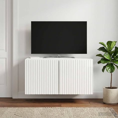 Wandmontierter TV-Schrank Hochglanz Weiß 59,5 x 41 x 30 cm (1/5)