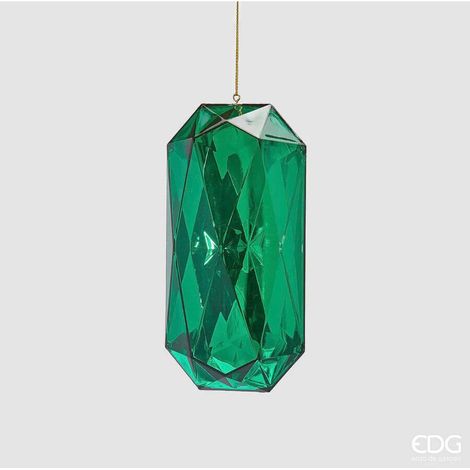 EDG Enzo De Gasperi Decoro Diamante Rettangolare di Natale da Appendere H 14,5 Cm L 7 Cm L 5,5 Cm Pp Emerald Green