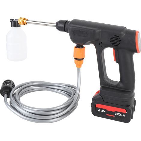 Pistolet nettoyeur haute pression sans fil sur batterie 900PSI, nettoyeur portable avec 2 batteries 21,8Ah, buse 6 en 1 pour voiture et sol, prise UE (1/5)
