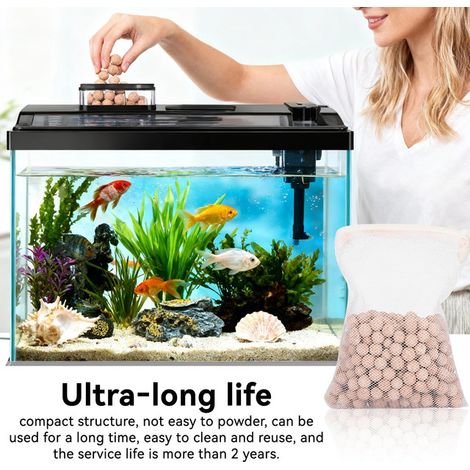 Matériau de filtration pour aquarium, billes de quartz poreuses pour une eau cristalline, idéal pour la filtration biologique et la culture de bactéries nitrifiantes
