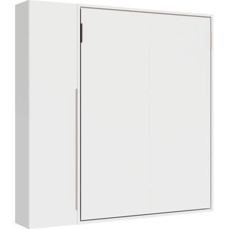 Lit Double Escamotable Vertical Versia 160 Avec 1 Armoire Porte Gauche Blanc (1/2)