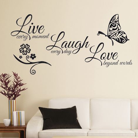 Sticker mural adhésif avec citation, devise, décoration murale pour chambre ou salon (1/5)
