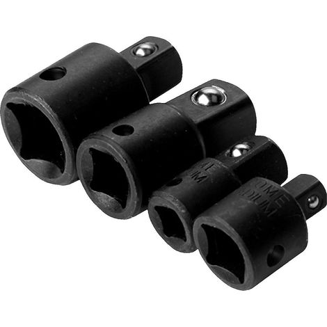 4 Adaptateurs de douilles à choc réducteurs 1/4", 3/8", 1/2" pour visseuses à choc, acier (1/5)