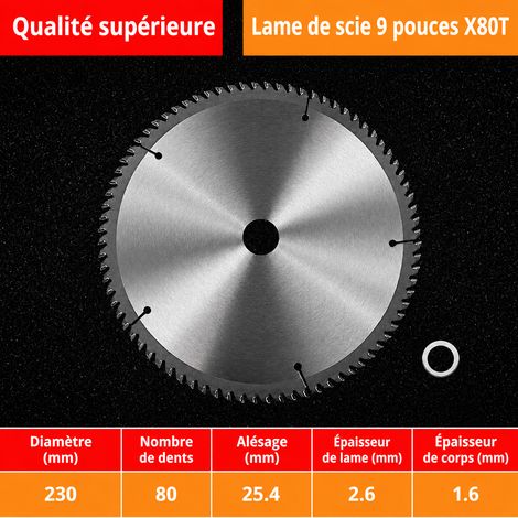 Lame de Scie Circulaire Bois qualité universelle 9 pouces 80 dents diamètre 230 mm 1 kg – Livraison gratuite