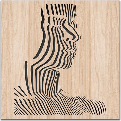 WOMAN PROFILE - Tableau décoratif LASERCUT composite bois et PVC - Dimension : 40x40 cm (1/4)