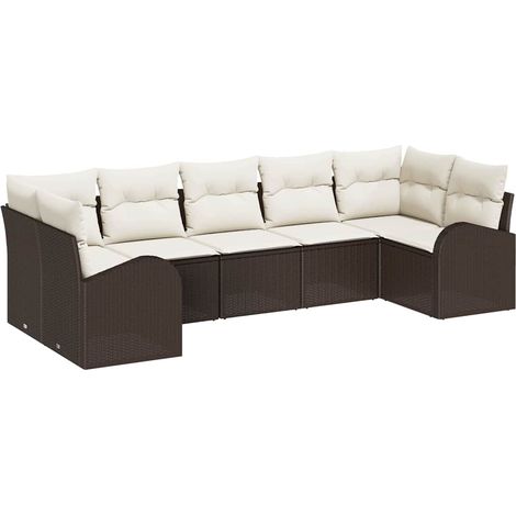 Maison Exclusive - Gartensofa-set mit Kissen 7 pcs Braun und Weiß