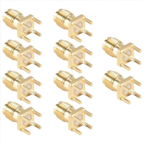 10 connecteurs RF droits SMA femelles à souder, montage sur circuit imprimé, plaqués or (1/5)