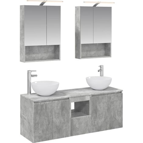 Ensemble d'armoire de salle de bain 5 pcs Gris béton vidaXL (1/5)