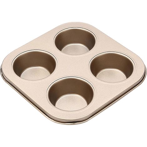 Moule à muffins en acier au carbone, antiadhésif, robuste et facile à nettoyer, pour 4 ou 6 gaufres, idéal pour les fêtes. Jikaix (1/5)
